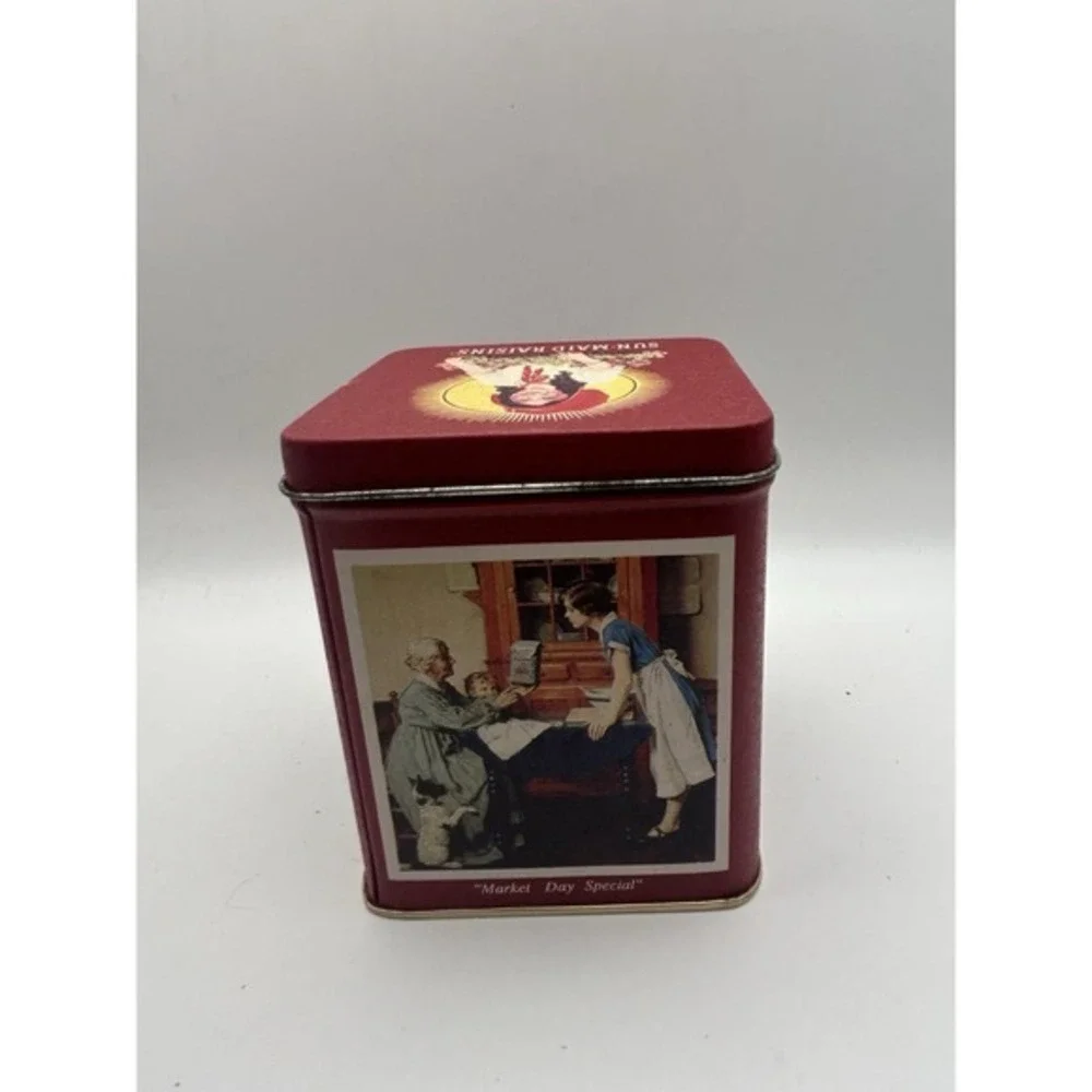 Vintage‎ Sun-Maid Raisins Collector Tin Empty Picture Graphic Fruit Of The Vine